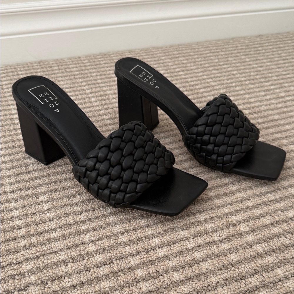 ShuShop Black Woven Heels